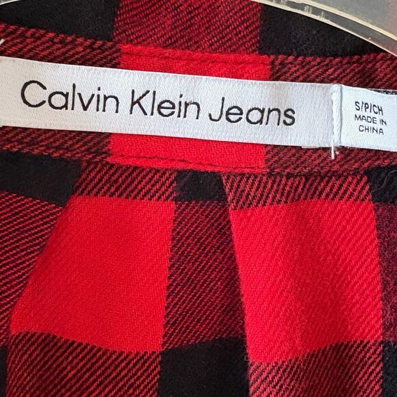 Calvin Klein Jeans Buffalo Check Red Black Flannel Womens size S - Picture 3 of 5